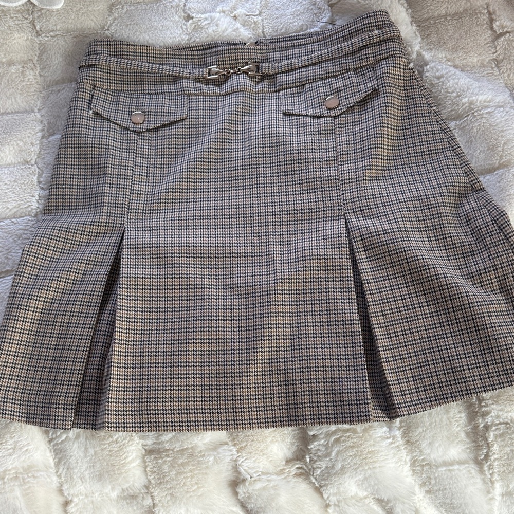 Topshop Plaid Mini Skirt in Brown and Black